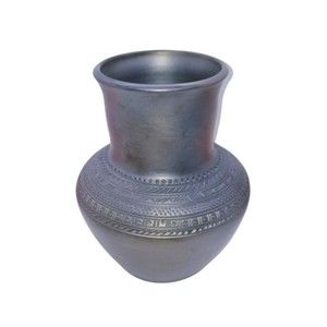 Raku Studio Sheen Matte Hand Thrown Pottery Vase Grey Blue Brown Signed MZ 96